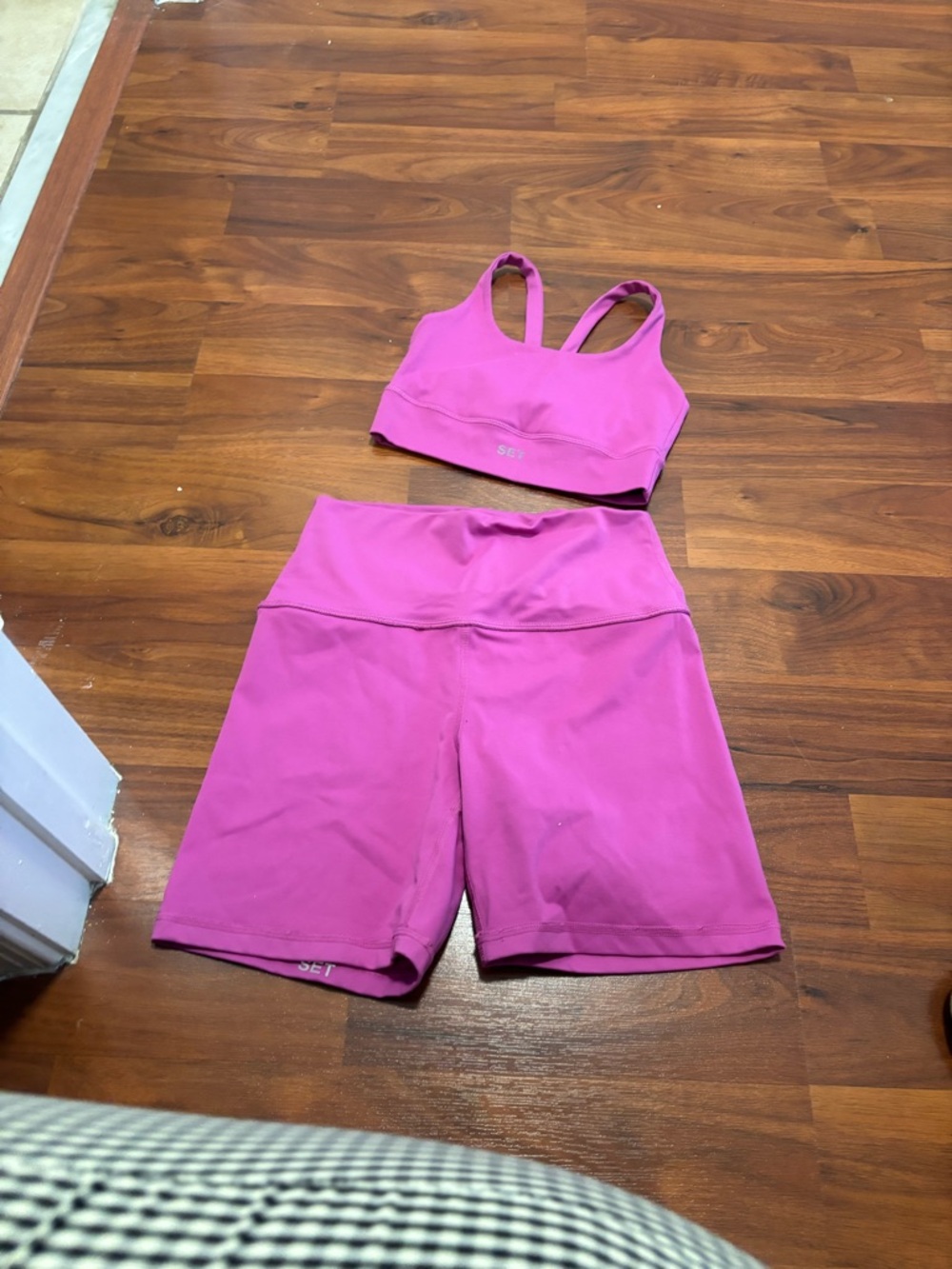 SET Active Pink Sports Bra and High-Waist Biker Shorts